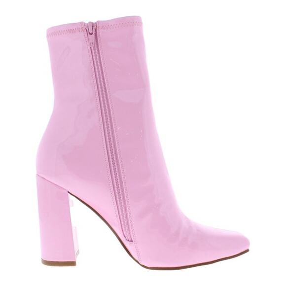 Steve Madden Womens Fulton Patent Leather Pink Ankle Boots Size 8 M - Picture 1 of 9